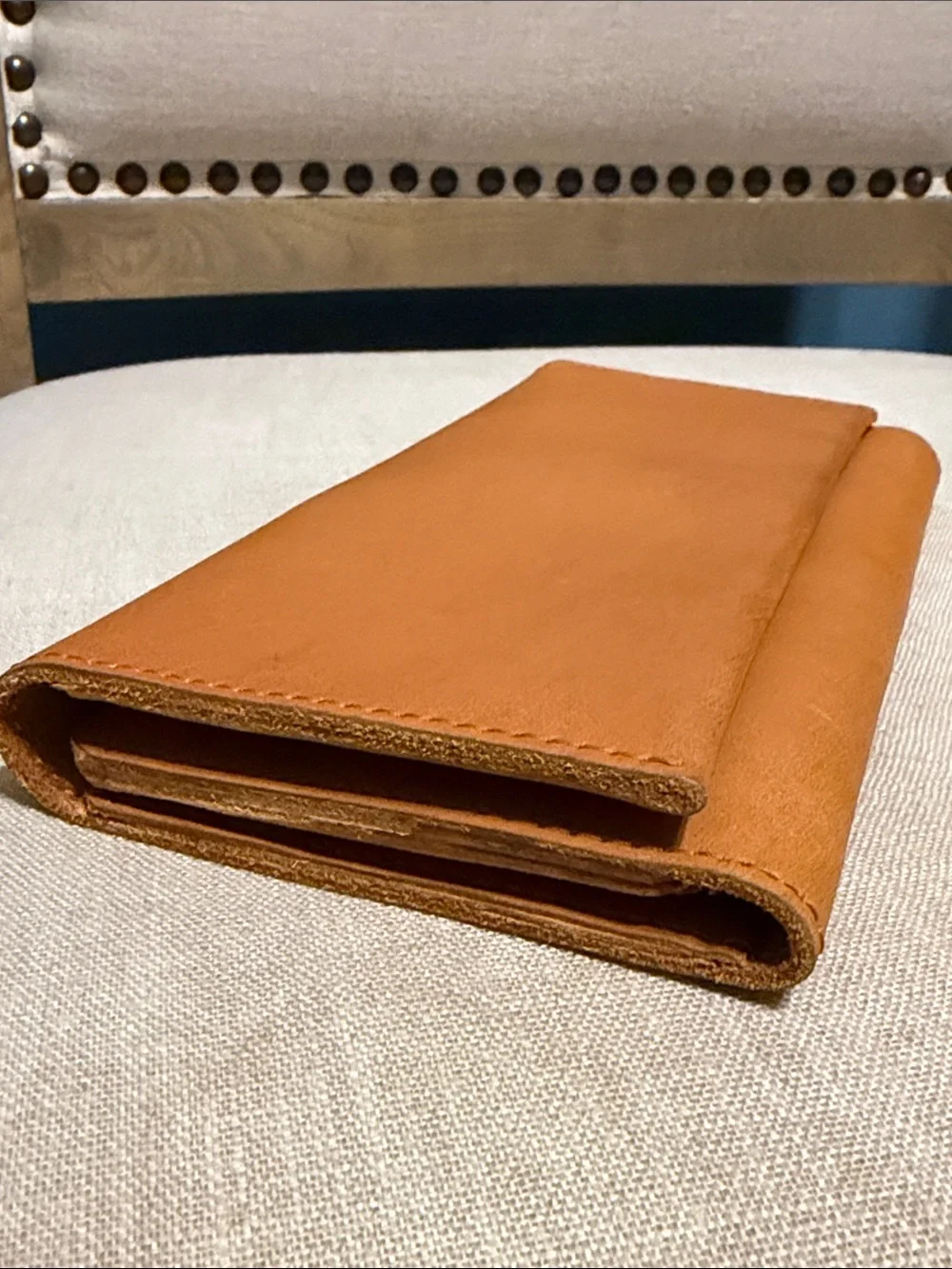 ABLE Handmade “Debre” Large Trifold Leather Wallet in Signature Cognac